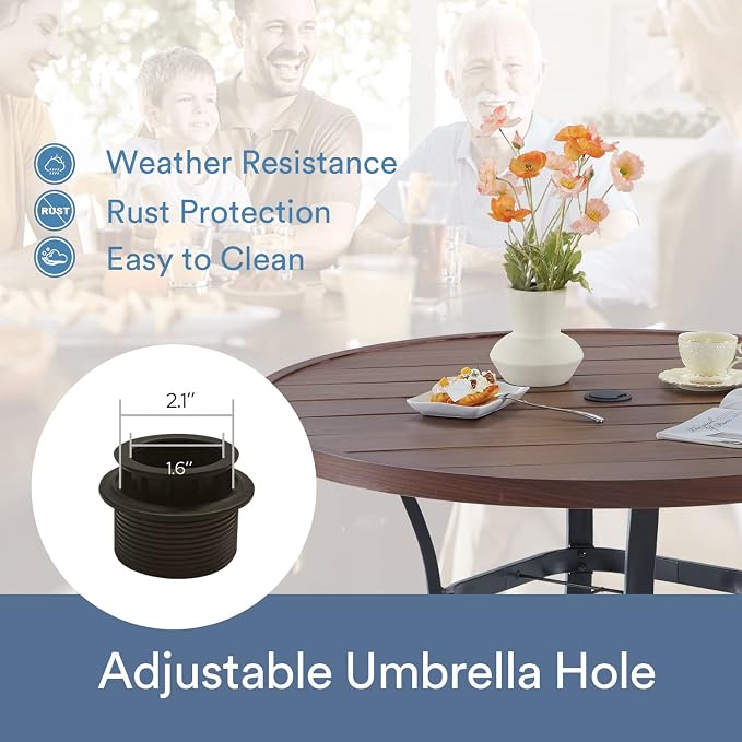 VICLLAX 40.6" Round Patio Table, Outdoor Dining Table - Image 6