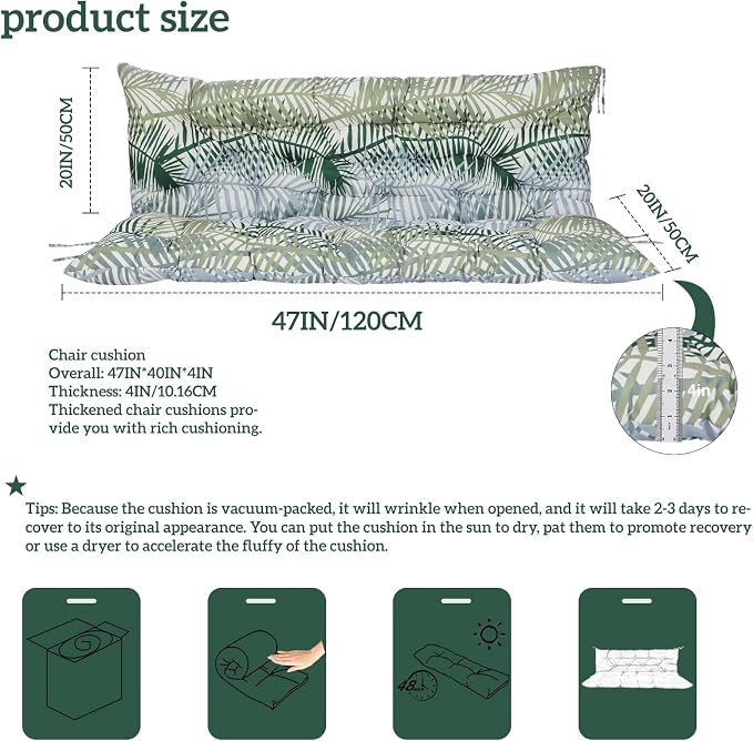 Outside Benches Cushion with Backrest, Thicken Waterproof Swing Cushions 2/3 - Image 5
