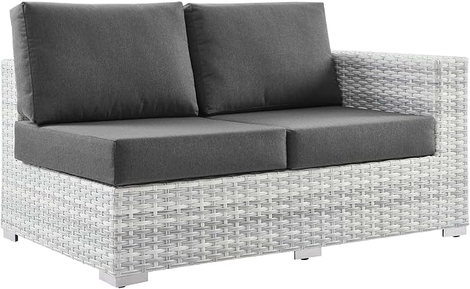 Modway Convene Wicker Rattan Outdoor Patio Right-Arm Loveseat in Light Gray - Image 2