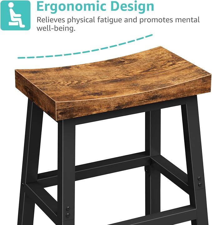 Rustic Bar Stools, 24 Inch Barstools Set of 2, Counter Height Stool - Image 7
