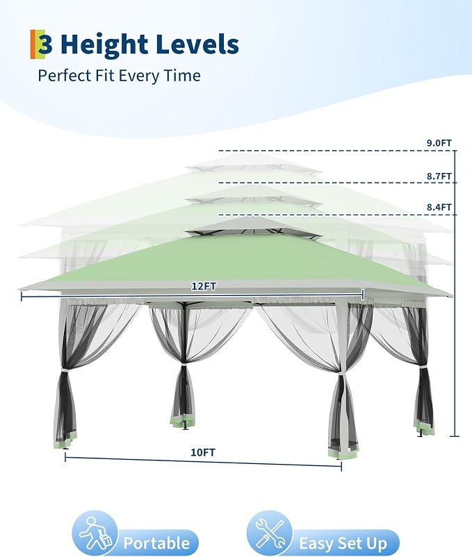 Canopy Tent 12x12 ft, Pop Up Gazebo One-Push Setup - Image 3