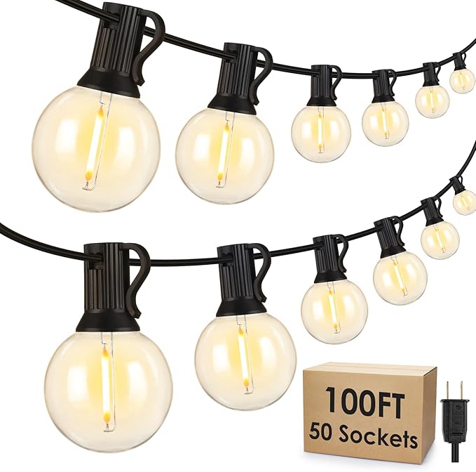 Mlambert 100Ft LED Outdoor String Lights, Dimmable Patio Lights, Waterproof by Mlambert