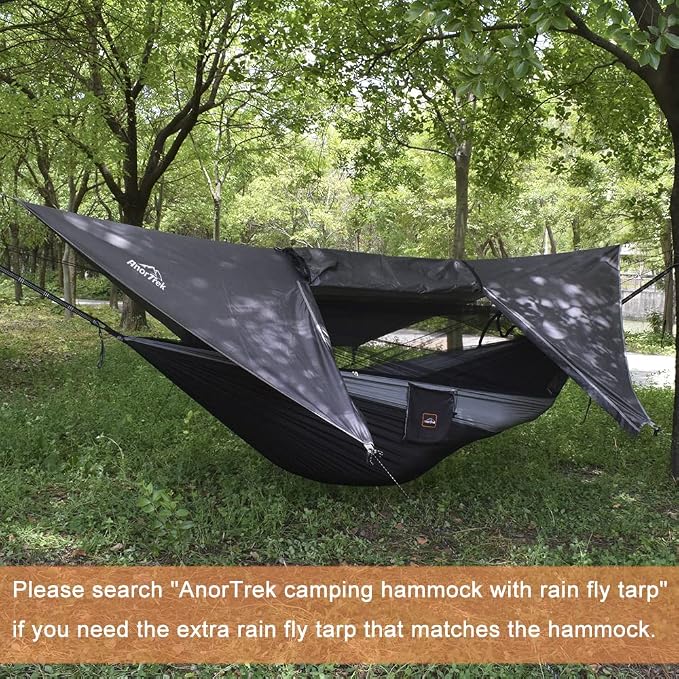 Camping Hammock with Mosquito Net, Double & Single Lightweight Portable - Image 7
