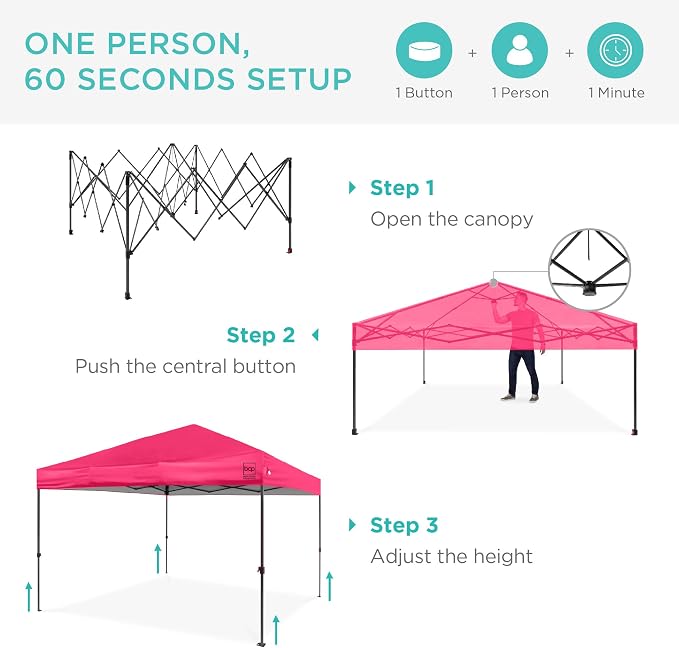 Best Choice Products 12x12ft Pop Up Canopy Tent, Outdoor Shade, 1 Person 1 - Image 2