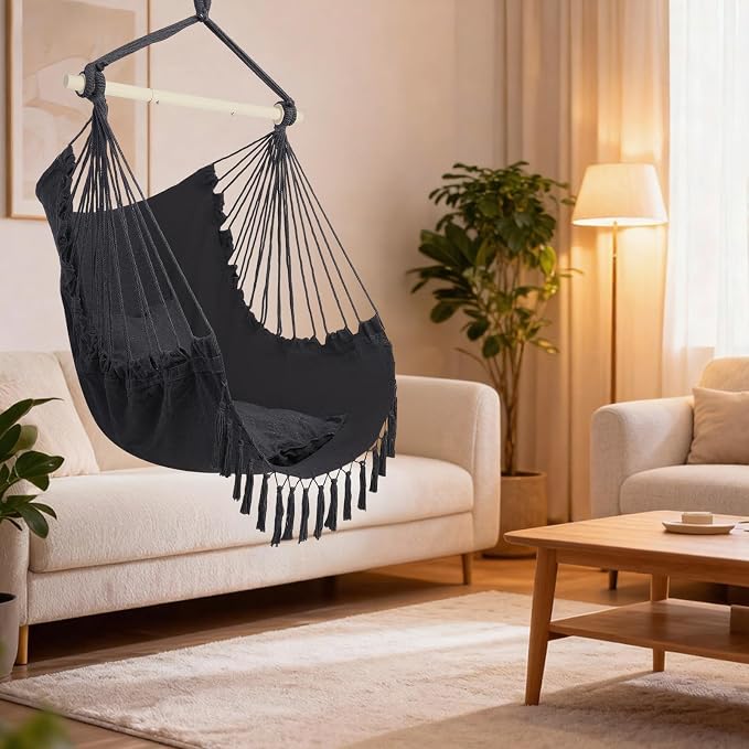 ONCLOUD Hammock Chair Hanging Rope Swing, Load Capacity Up to 550 LBS Macrame - Image 9