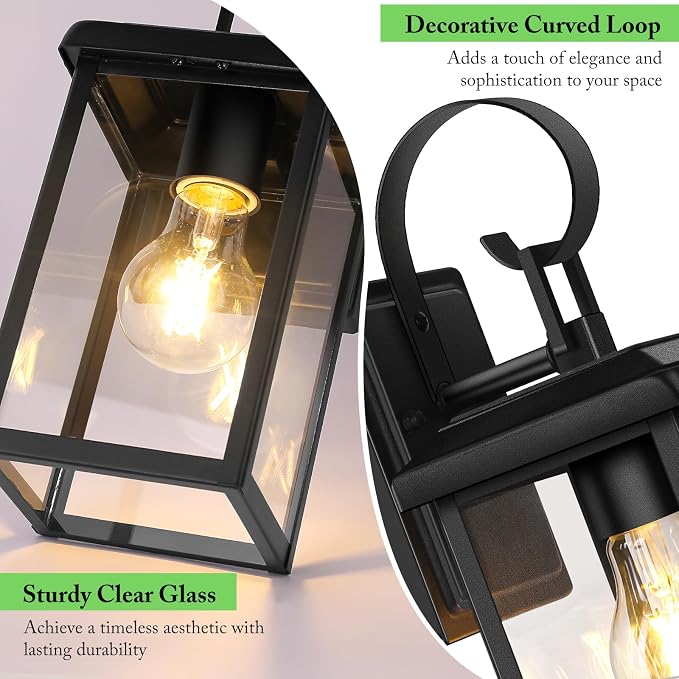 BesLowe 2-Pack Outdoor Wall Light Fixtures, Exterior Lighting Fixtures Wall - Image 3