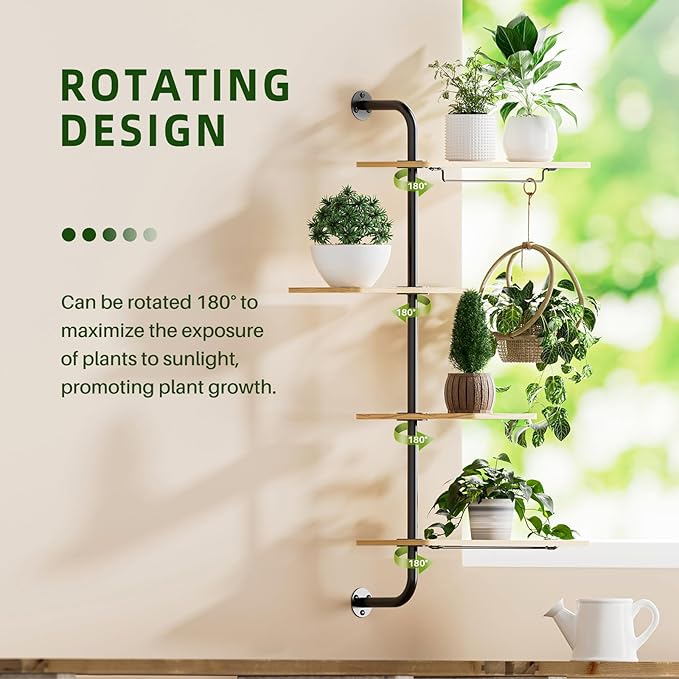 YUOROS Window Shelf for Plants, 4-Tier Rotating Window Sill Plant Shelves Stand - Image 2