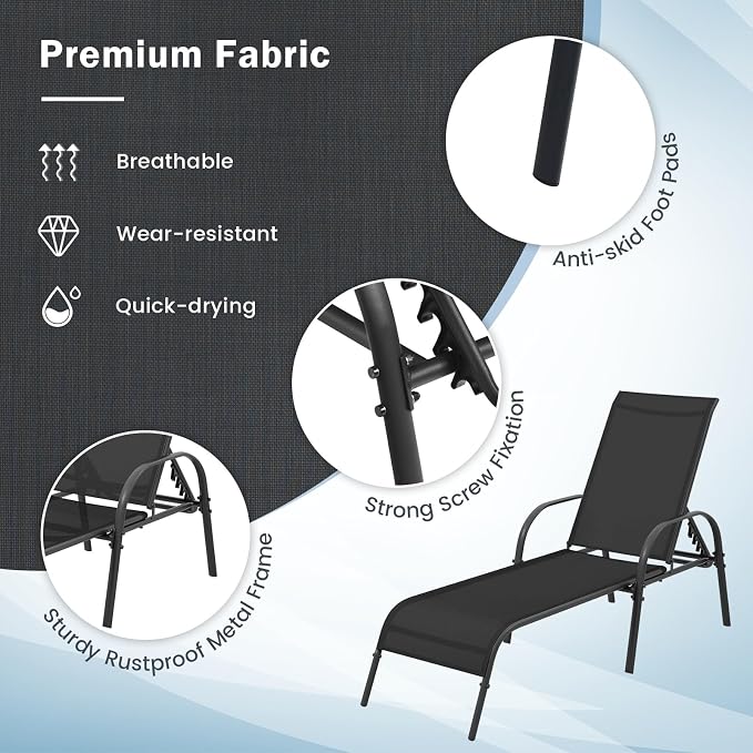Giantex Patio Lounge Chair, Outdoor Chaise Lounge - Image 4