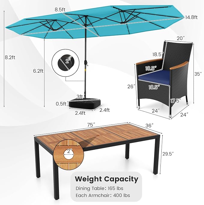 Tangkula 11 Pieces Patio Dining Set - Image 3