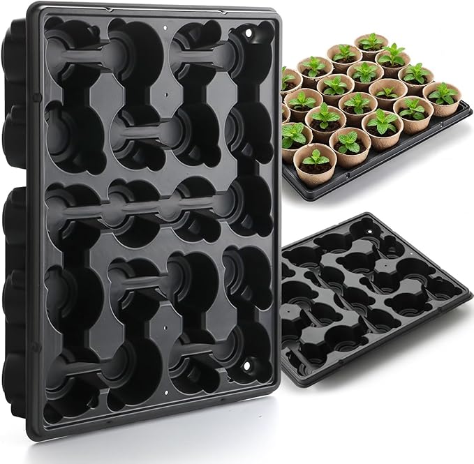 20 Cell Plant Trays for Carrying 3 inch Round Nursery Pots, Sturdy Plastic by RooTrimmer