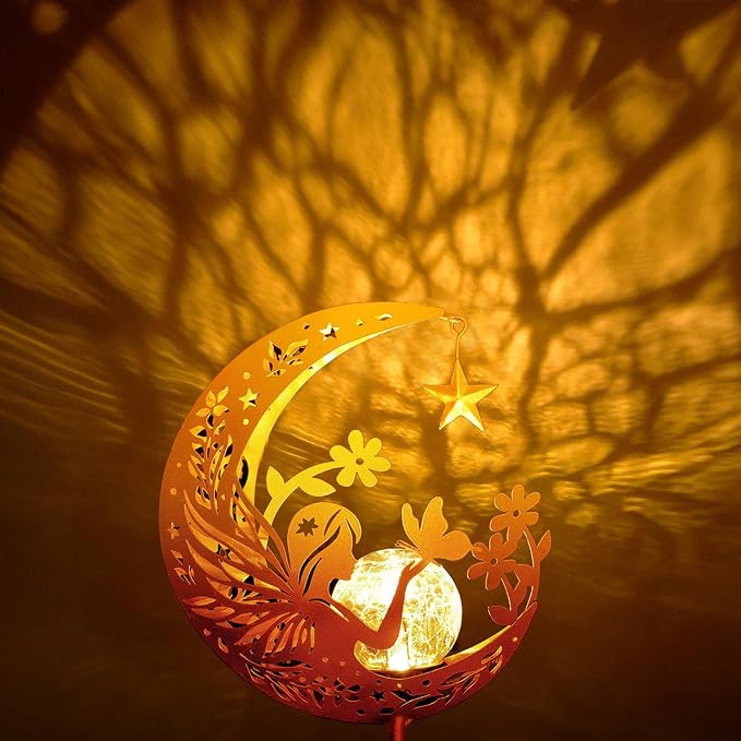 ZNYCYE Solar Lights Outdoor Decorative Moon Angel Solar Stake Lights Pathway - Image 3