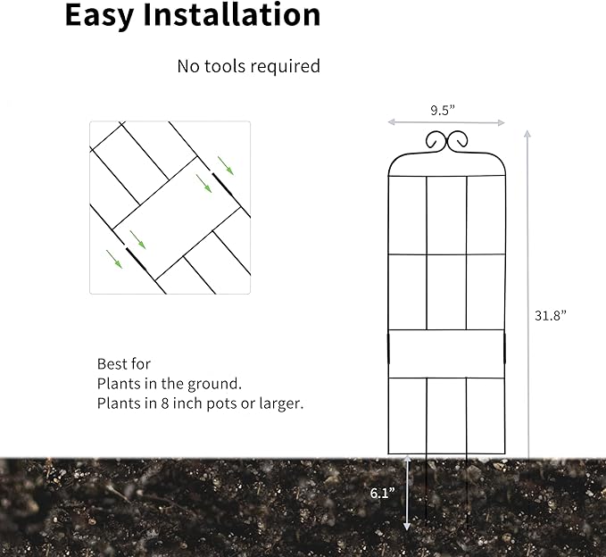 4 Pack 31'' Plant Trellis for Climbing Plants Indoor & Outdoor, Metal Trellis - Image 2