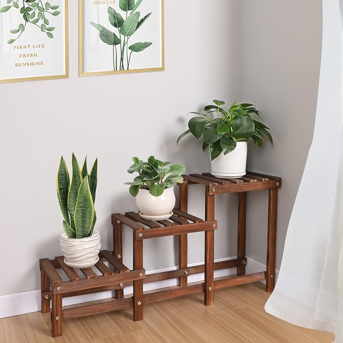 3 Tiers Plant Stand Indoor, Wood Plant Stands - Image 6