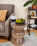 Athaliah Wooden Side Table, Hand Carved Rustic Wood Tree Stump End Table by Athaliah
