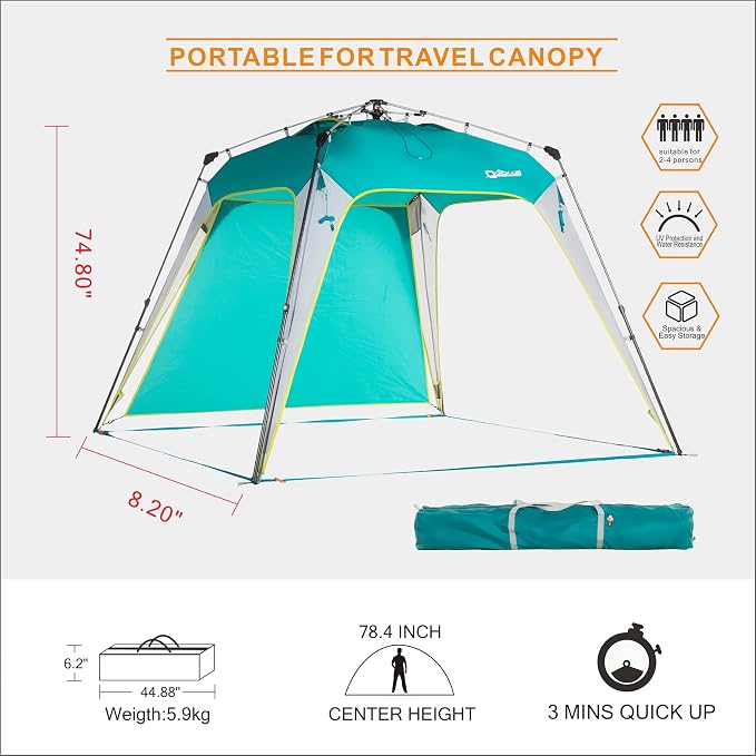8.2'x8.2' Pop Up Canopy Tent, 3 Minutes Quick Setup Instant Canopy - Image 7