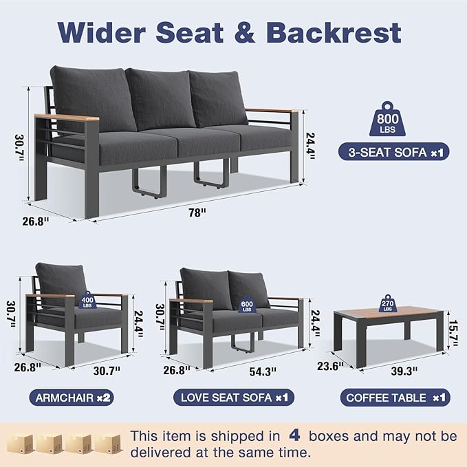 Aoxun Aluminum Patio Furniture Set - Image 7