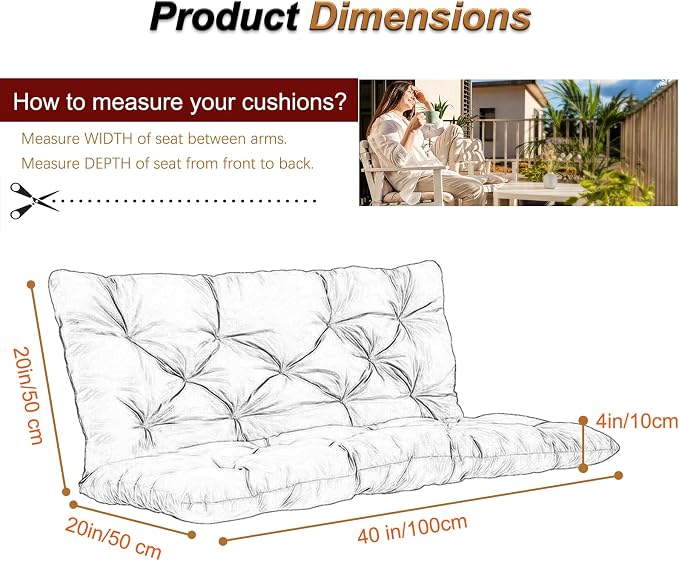 2-3 Seat Swing Replacement Cushion, Outdoor Bench Cushions - Image 6