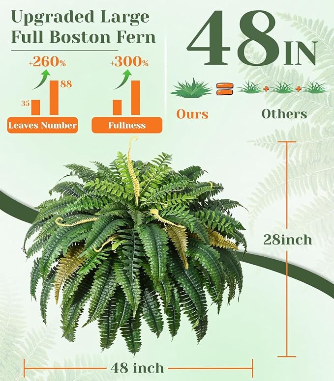 Set of 2 Large Autumn 88 Leaves Artificial Ferns - Image 6