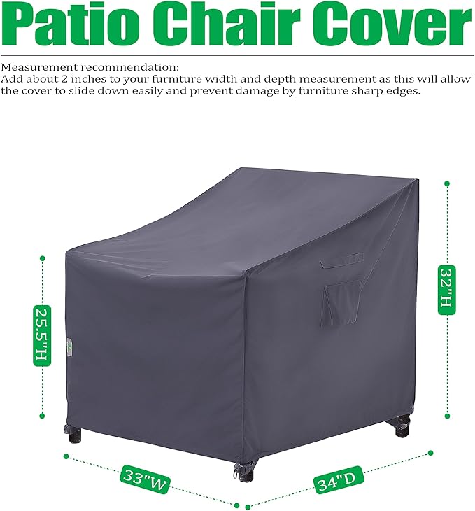 F&J Outdoors Patio Chair Covers Waterproof UV Resistant Heavy Duty Outdoor - Image 2