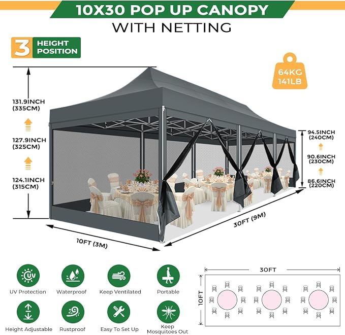 COBIZI 10x30 Heavy Duty Pop Up Canopy Tent - Image 3