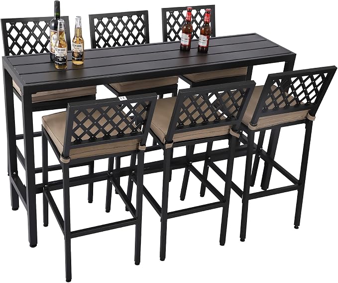Outdoor Patio Bar Set, Bar Height Patio Dining Set, Weather-Resistant Bistro by Sumshadow