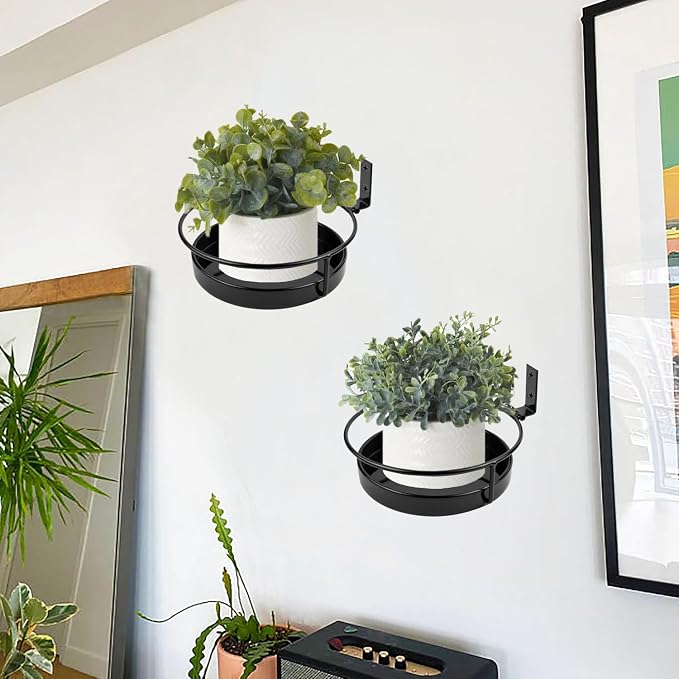 ARTORA Wall Mounted Plant Holder, 2 Pack Metal Flower Pot Wall Hanging Shelf - Image 2