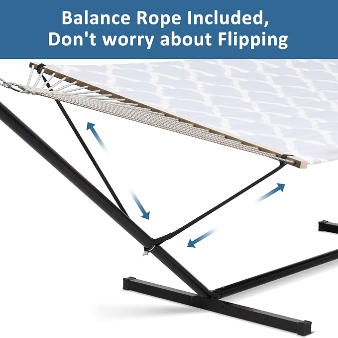 SUNCREAT Double Hammock, Extra Large Quilted Fabric Swing - Image 3