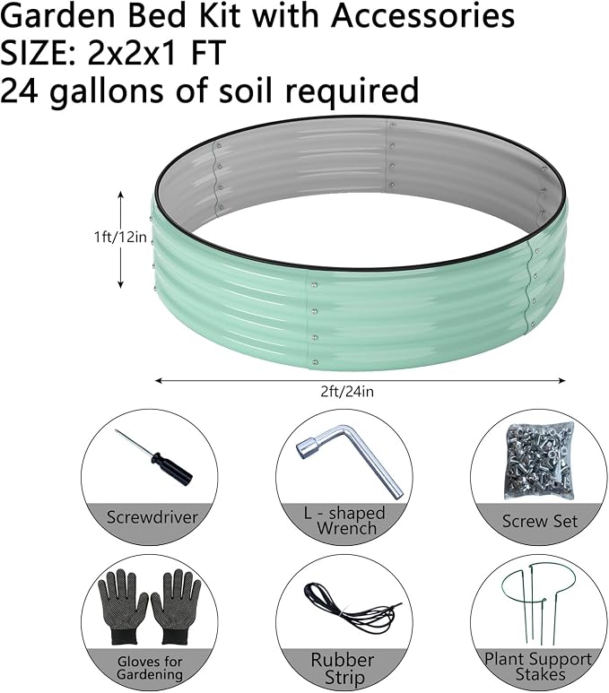 Galvanized Metal Planter Round Raised Garden Bed Kit - Image 2