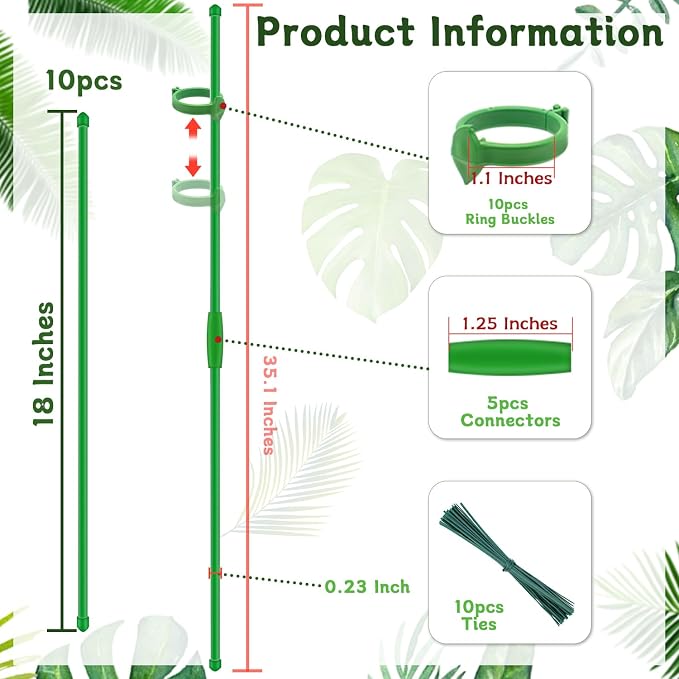 Plant Stakes 18Inch, HAINANSTRY Adjustable Length Garden Stakes, Plant Stakes - Image 2