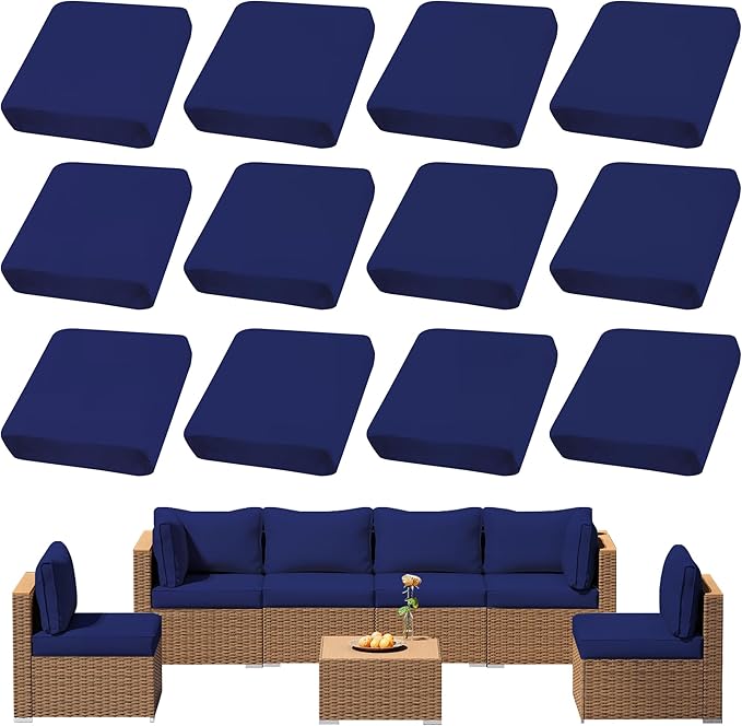 12Pcs Outdoor Cushion Covers, Patio Cushion Covers, Stretch Elastic Slipcovers by dreahoteztil
