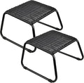 Wicker Ottomans Outdoor Footstool, Patio Rattan Garden Furniture All Weather by Deugold