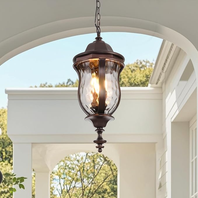 Large Outdoor Pendant Light Fixtures, 23.6'' Exterior Hanging Lantern Porch - Image 2