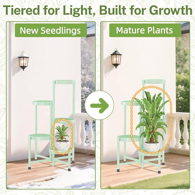 iDavosic.ly Plant Stand Indoor Outdoor, 5 Tier Corner Metal Flower Display - Image 7