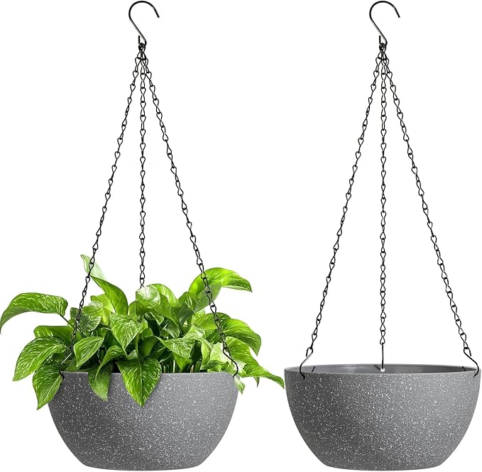 T4U Hanging Planters for Indoor Plants, 10 Inch Hanging Planter Outdoor 2 Pack by T4U