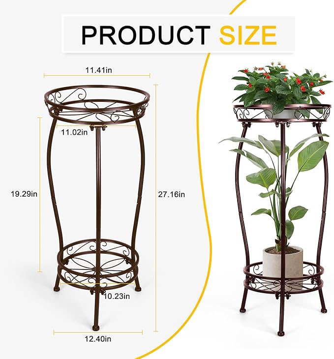 2 Tier Rustproof Iron Plant Stand - Image 3