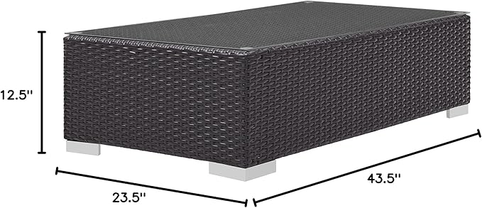 Modway Convene Wicker Rattan Outdoor Patio Coffee Table in Espresso - Image 3