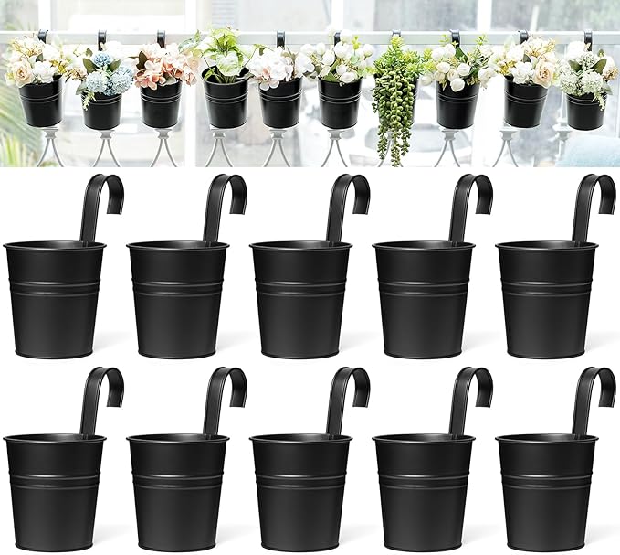 Dahey 10 Pcs Hanging Flower Pots Metal Iron Bucket Outdoor Planter by Dahey