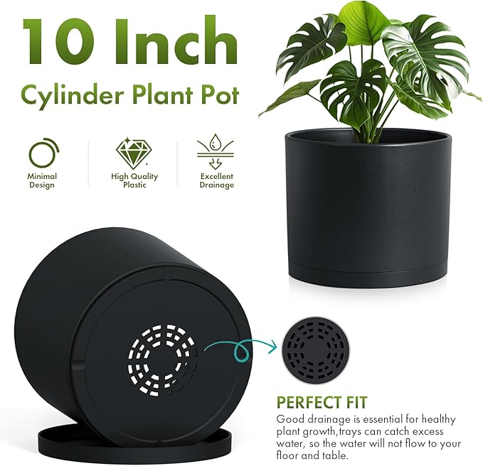 10 Inch Round Plastic Plant Pot - Image 4