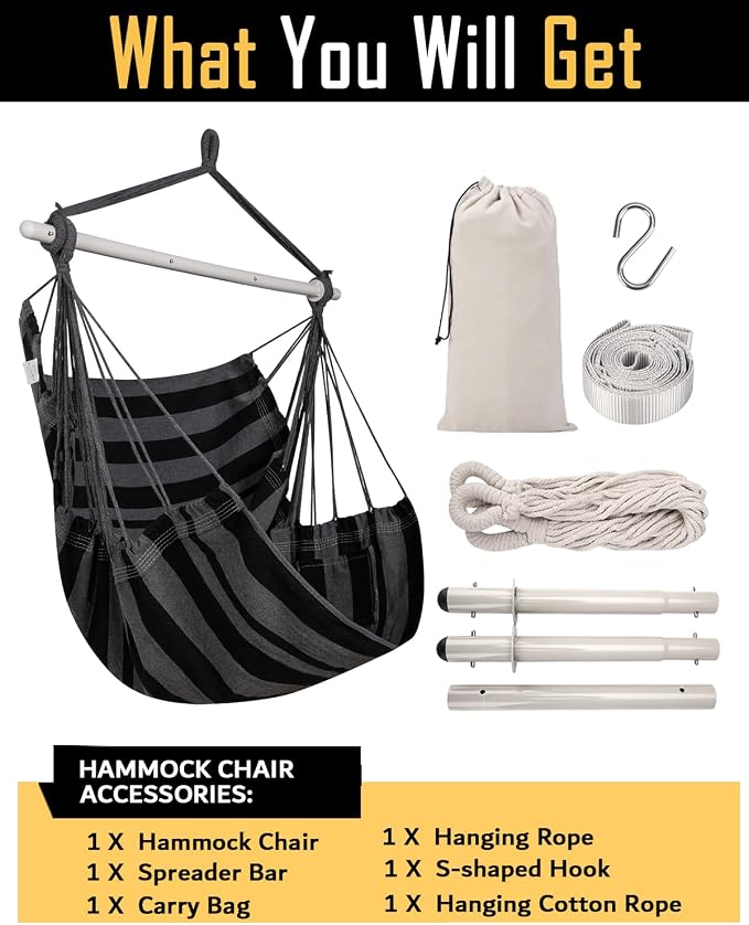 ADVOKAIR Hammock Chair Swing, Heavy-Duty Hanging Rope Swing Seat Supports 500 - Image 7