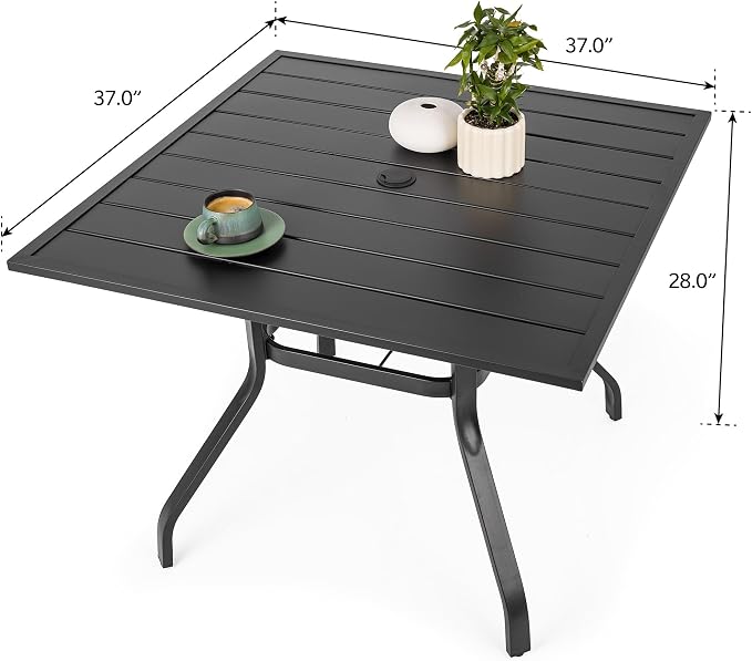 Sour Citrus 37" Outdoor Square Metal Patio Dining Table - Image 3