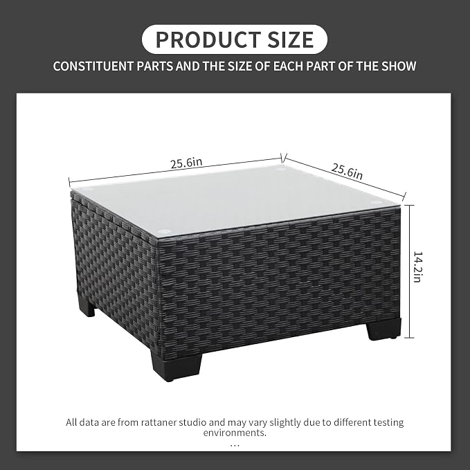 Rattaner Patio Furniture Wicker Coffee Table Outdoor Garden Square Side Table - Image 2