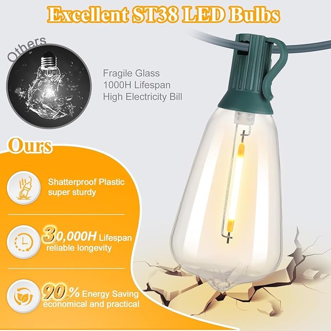 Brightever LED Outdoor String Lights 100FT - Image 2