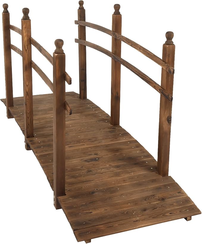 VINGLI 7.5 ft Garden Bridge, Arch Walkway Wooden Bridge - Image 9