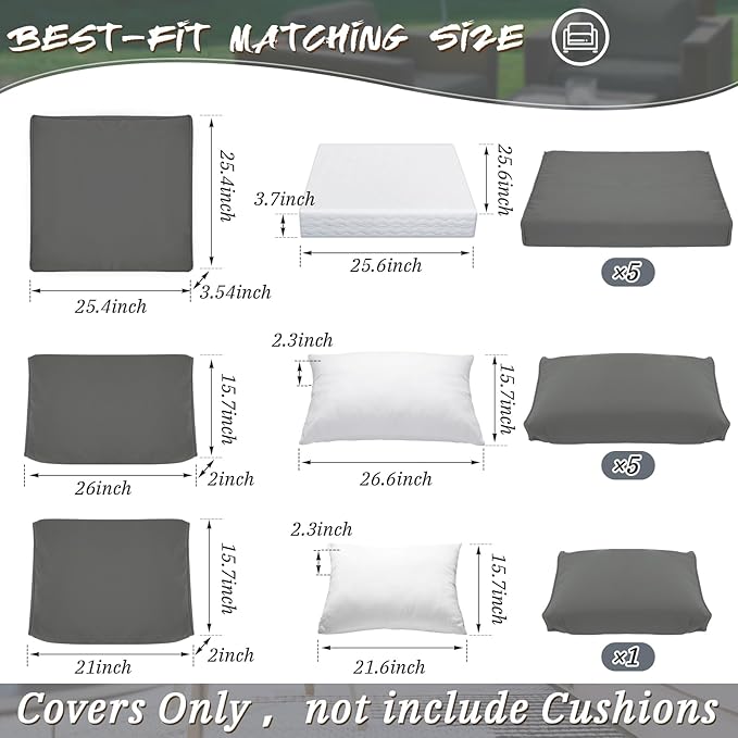 Patelai 11 Pcs Waterproof Patio Cushion Covers - Image 3