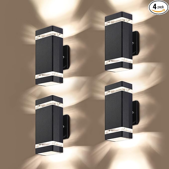 LMP 4 Pack LED Square Up and Down Lights Outdoor Wall Light，Body in Aluminum by LMP