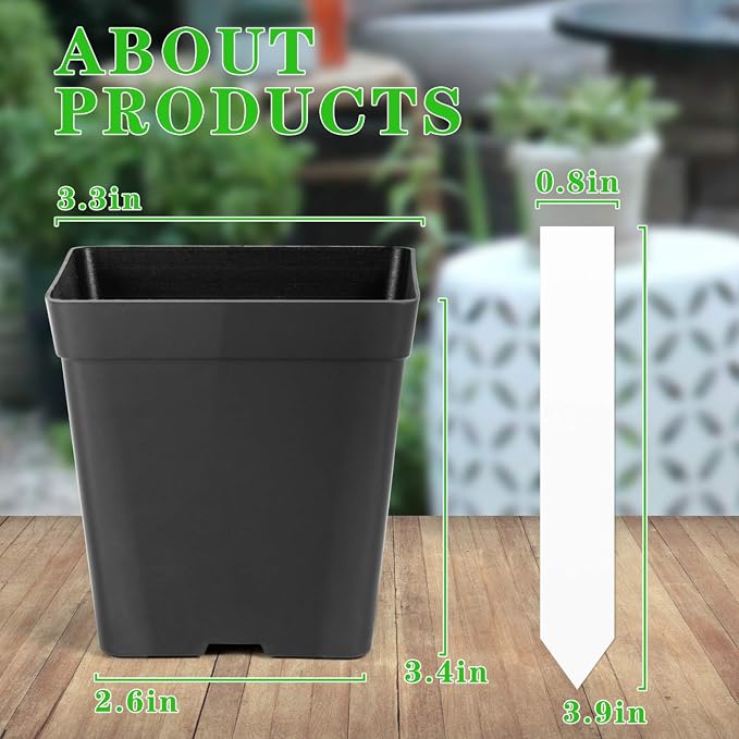 June Fox Square Nursery Pots 3.3 Inches Flexible Plastic Seedling Pots Square - Image 2