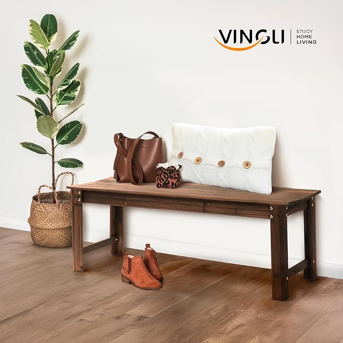 VINGLI Outdoor Wood Bench - Image 2
