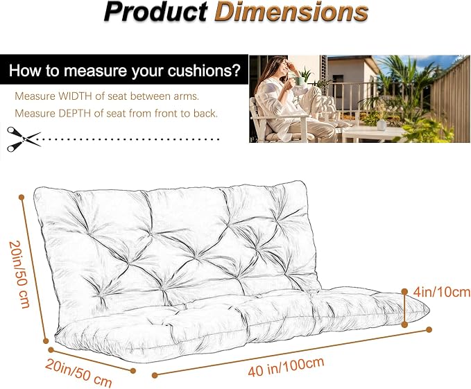 2-3 Seat Swing Replacement Cushion, Outdoor Bench Cushions - Image 6