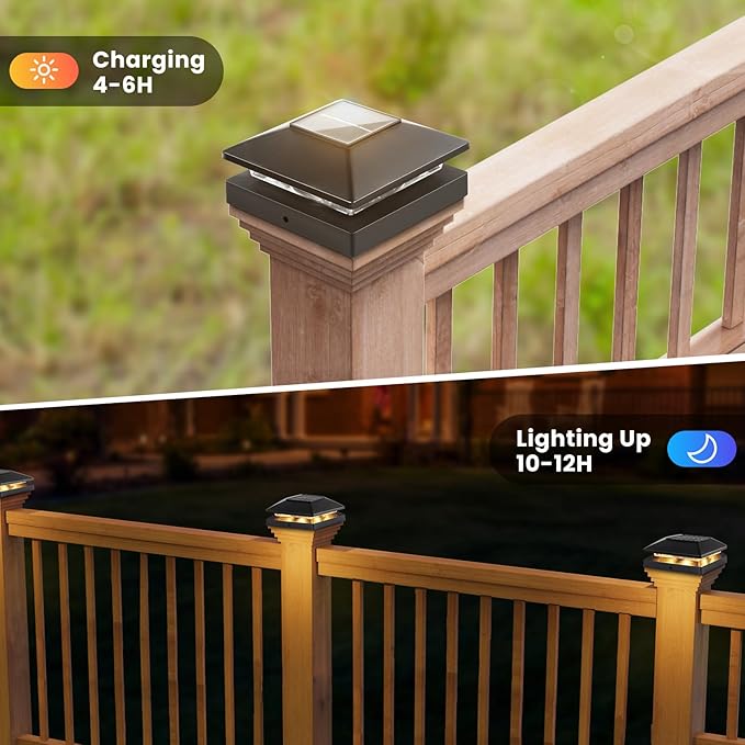Solar Post Cap Lights Outdoor 12pack, Bright Warm White Solar Post Lights - Image 2