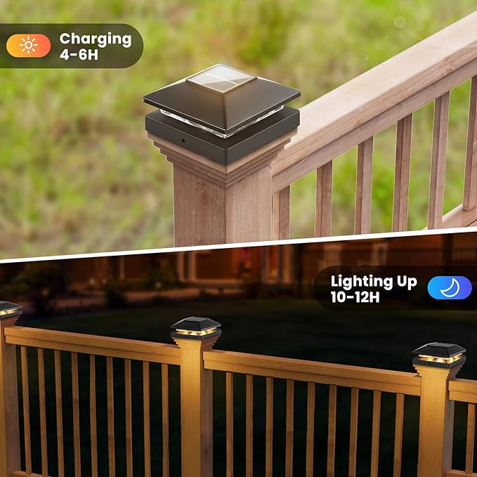 Solar Post Cap Lights Outdoor 16-Pack, Bright Warm White - Image 2